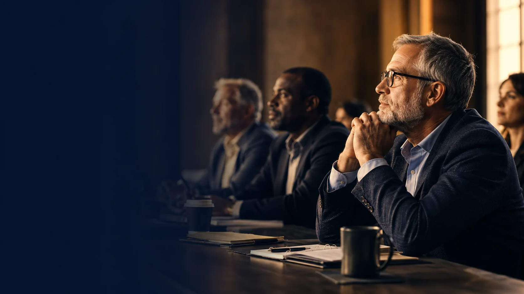 Church leaders listening carefully during a leadership meeting